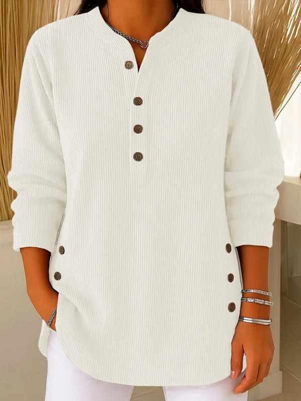 Liora | Ribbed Button Neck Tunic Top