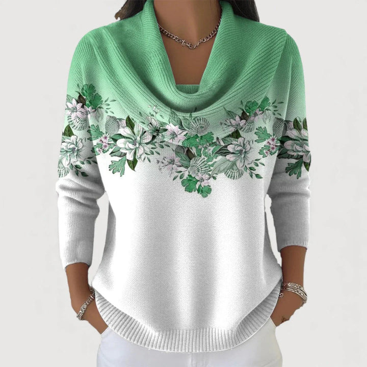 Liora | Floral Knit Cowl Neck Sweater