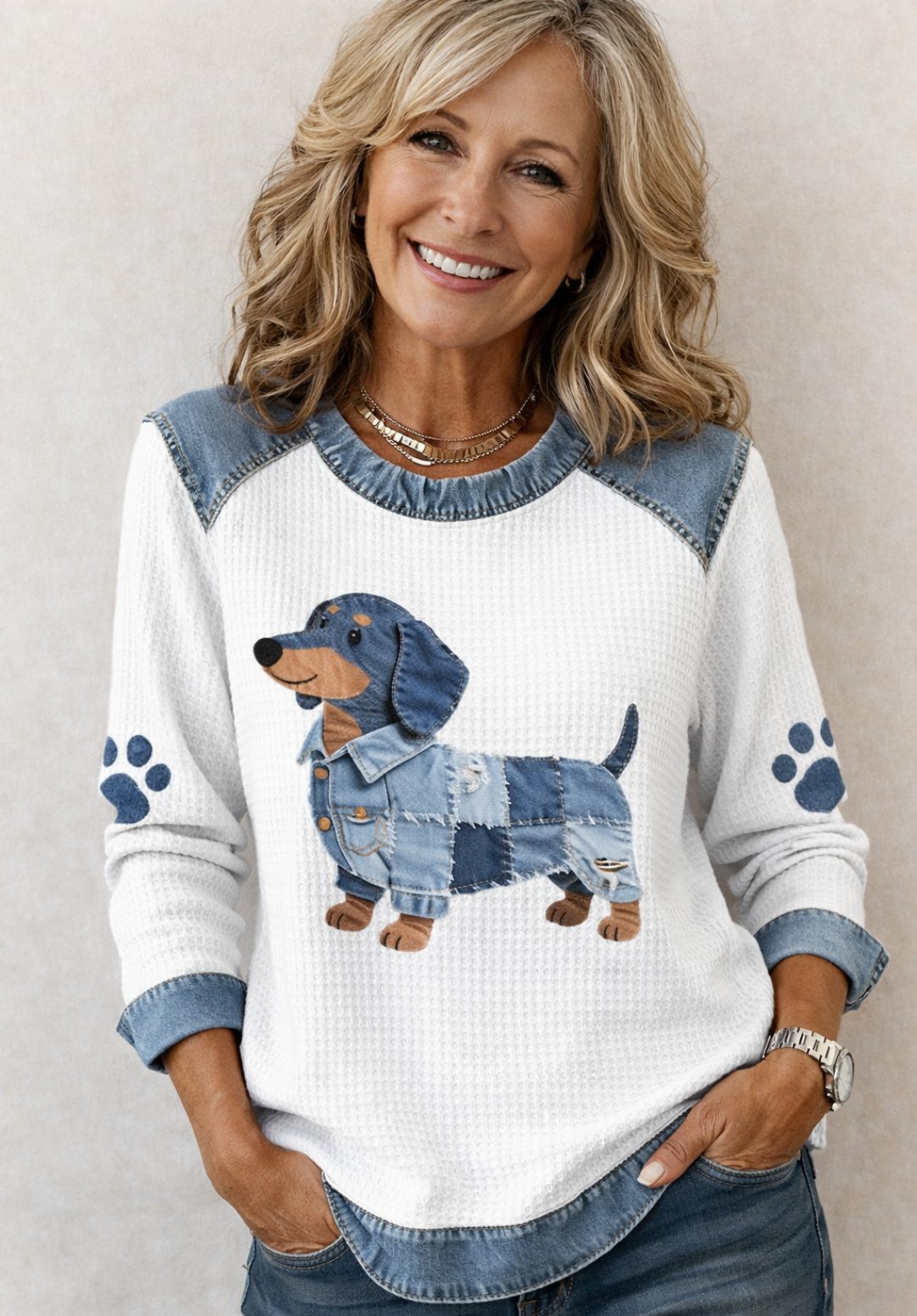 Daisy | Dog Motif Casual Knit Top